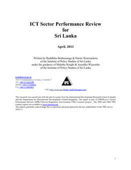ICT Sector Performance Review for Sri Lanka