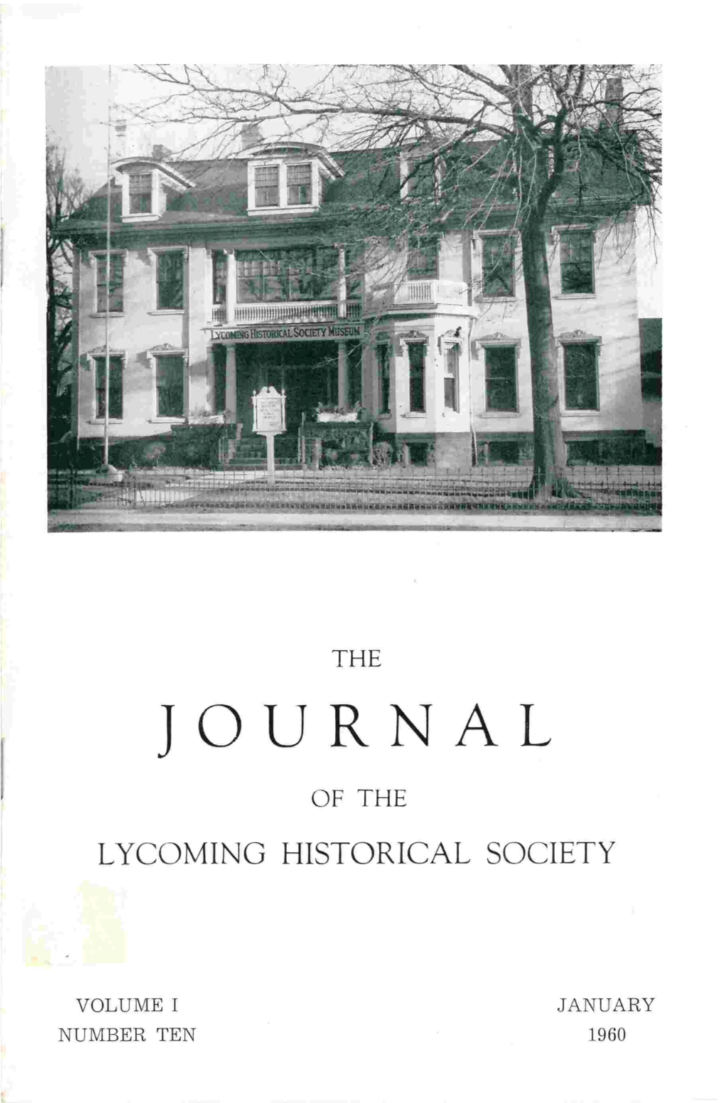 Journal of the Lycoming County Historical Society, January 1960