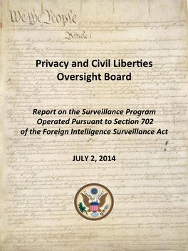 Report on the Surveillance Program Operated Pursuant to Section 702 of the Foreign Intelligence Surveillance Act