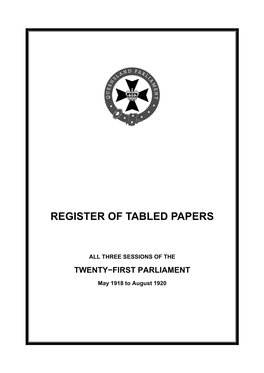 Register of Tabled Papers