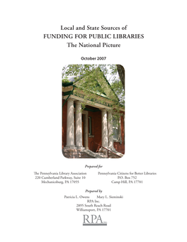 Local and State Sources of FUNDING for PUBLIC LIBRARIES the National Picture