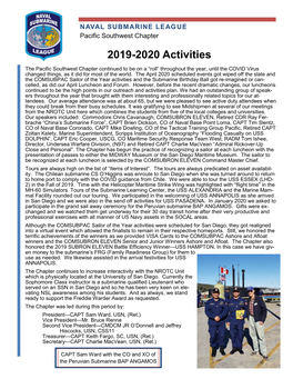 2019-2020 Activities