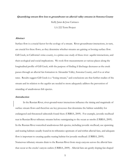 Quantifying Stream Flow Loss to Groundwater on Alluvial Valley Streams in Sonoma County