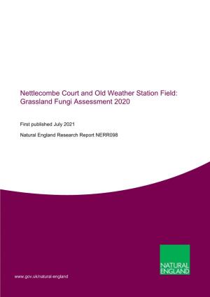 Nettlecombe Court and Old Weather Station Field: Grassland Fungi Assessment 2020