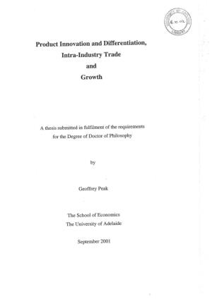 Product Innovation and Differentiation, Intra-Industry Trade and Growth