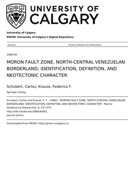 Moron Fault Zone, North-Central Venezuelan Borderland: Identification, Definition, and Neotectonic Character
