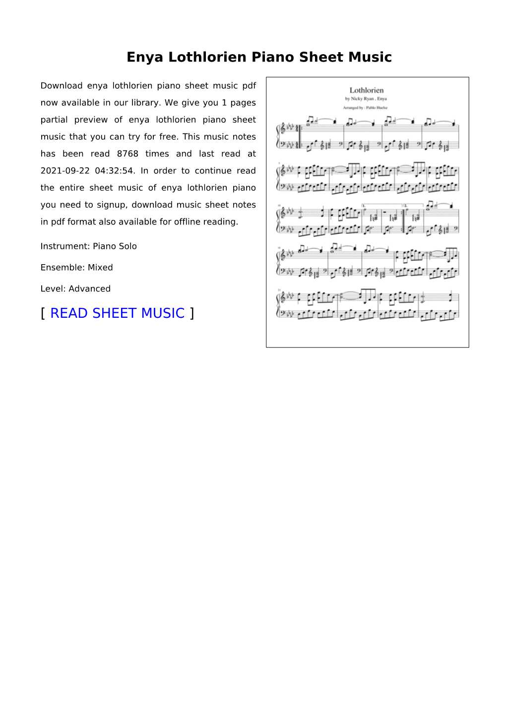 Enya-Lothlorien-Piano.Pdf