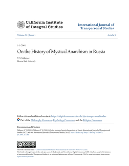 On the History of Mystical Anarchism in Russia V