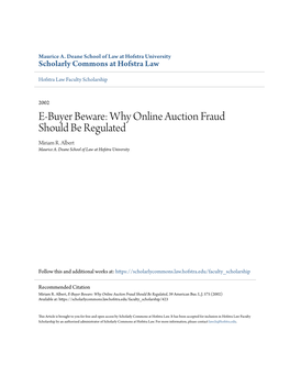 Why Online Auction Fraud Should Be Regulated Miriam R