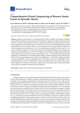 Comprehensive Exonic Sequencing of Known Ataxia Genes in Episodic Ataxia