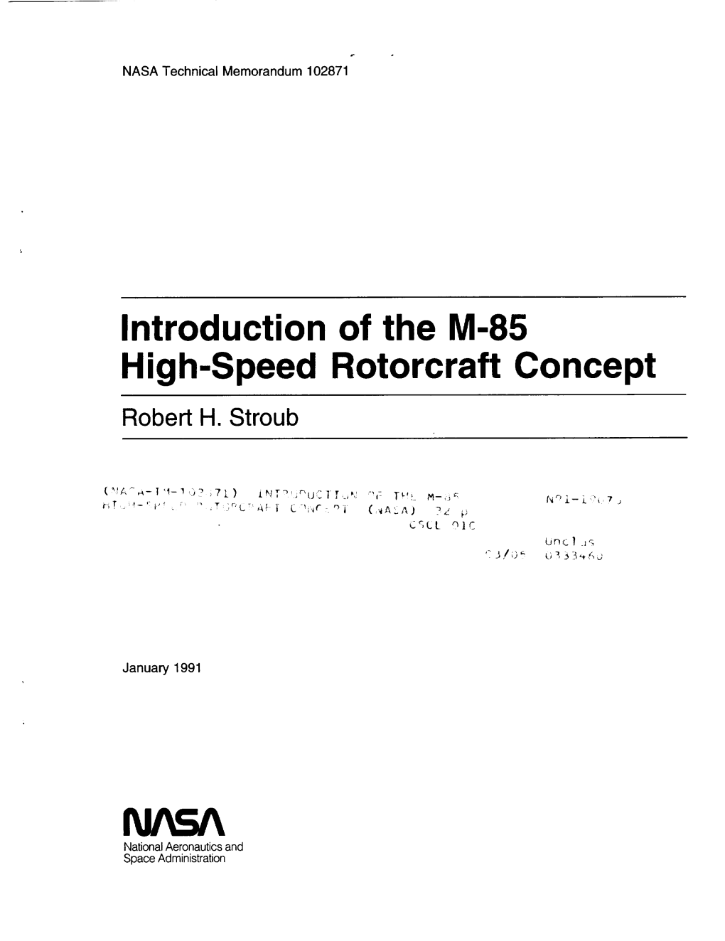 Introduction of the M-85 High-Speed Rotorcraft Concept Robert H