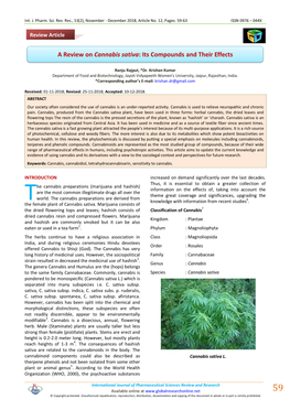 A Review on Cannabis Sativa: Its Compounds and Their Effects