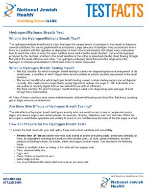 Hydrogen/Methane Breath Test What Is the Hydrogen/Methane Breath Test?