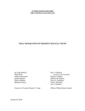 Trial Memorandum of President Donald J. Trump