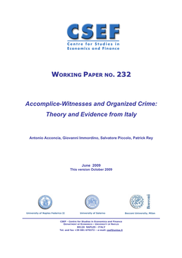 Accomplice-Witnesses and Organized Crime: Theory and Evidence from Italy