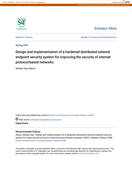 Design and Implementation of a Hardened Distributed Network Endpoint Security System for Improving the Security of Internet Protocol-Based Networks