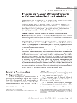 Evaluation and Treatment of Hypertriglyceridemia: an Endocrine Society Clinical Practice Guideline