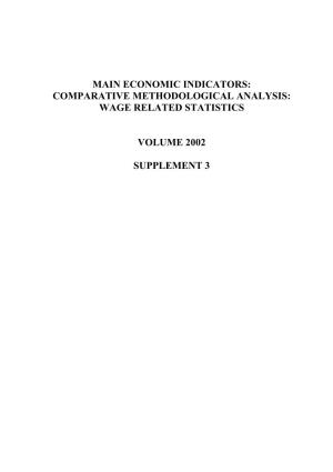 Main Economic Indicators: Comparative Methodological Analysis: Wage Related Statistics