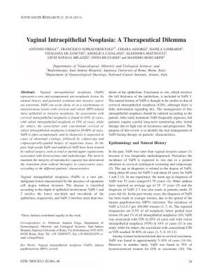 Vaginal Intraepithelial Neoplasia: a Therapeutical Dilemma