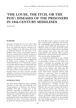 'The Louse, the Itch, Or the Pox': Diseases of the Prisoners in 18Th