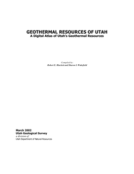GEOTHERMAL RESOURCES of UTAH a Digital Atlas of Utah’S Geothermal Resources
