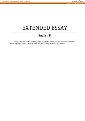 EXTENDED ESSAY English B