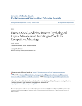 Human, Social, and Now Positive Psychological Capital Management