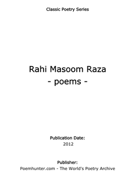 Rahi Masoom Raza - Poems
