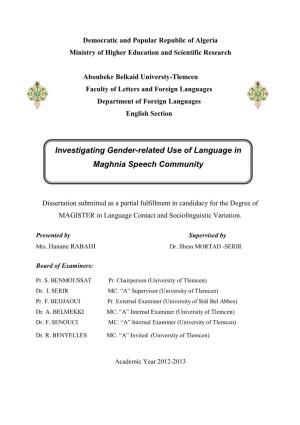 Investigating Gender-Related Use of Language in Maghnia Speech