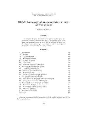 Stable Homology of Automorphism Groups of Free Groups