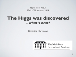 The Higgs Was Discovered - What’S Next?