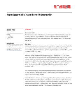 Morningstar Global Fixed Income Classification Methodology