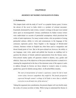 Chapter-Ii Journey of Women Novelists in India