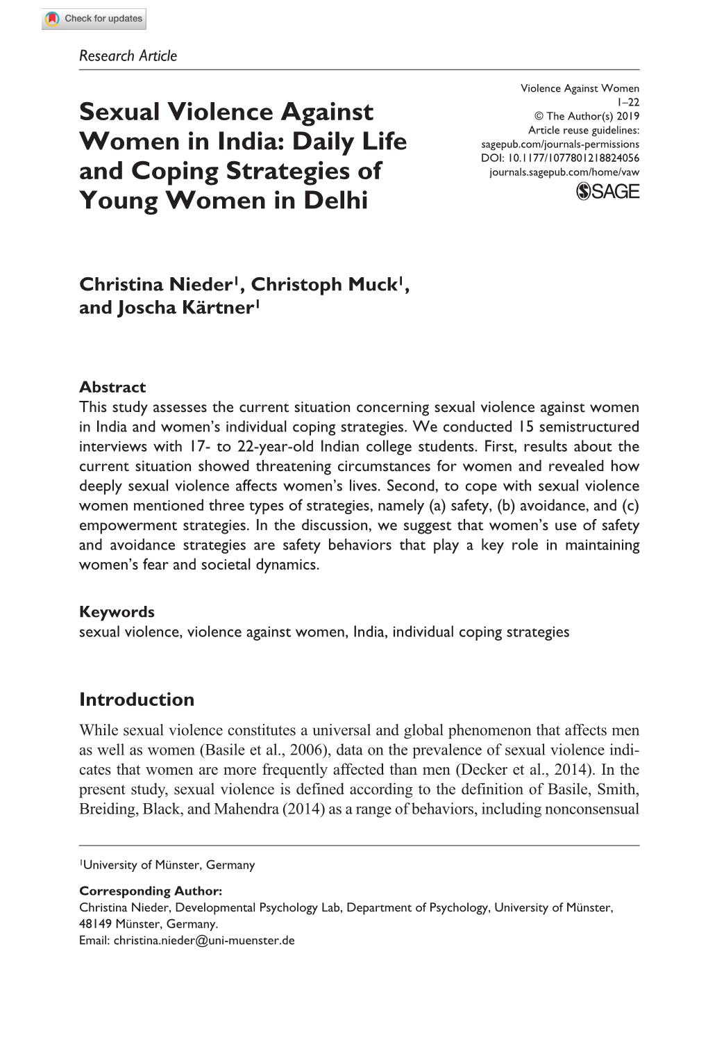 Sexual Violence Against Women In India Daily Life And Coping Docslib 4007