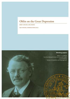 Ohlin on the Great Depression
