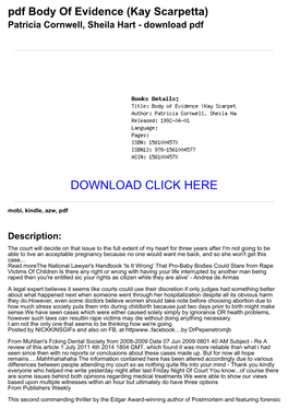 Pdf Body of Evidence (Kay Scarpetta) Patricia Cornwell, Sheila Hart - Download Pdf