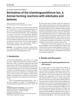 Derivatives of the Triaminoguanidinium Ion, 6. Aminal-Forming Reactions with Aldehydes and Ketones [9]