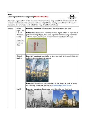 Year 2 Home Learning – 11.05.2020