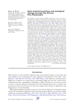 Early Hominid Evolution and Ecological Change Through the African