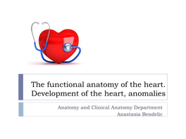 The Functional Anatomy of the Heart. Development of the Heart, Anomalies
