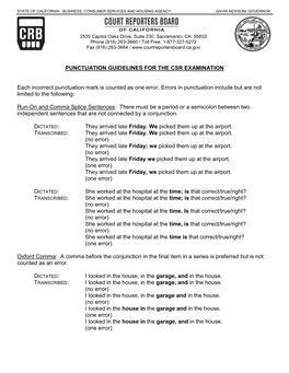 Punctuation Guidelines for the Csr Examination