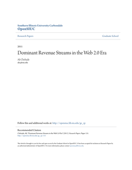 Dominant Revenue Streams in the Web 2.0 Era Ali Chehade Alic@Siu.Edu