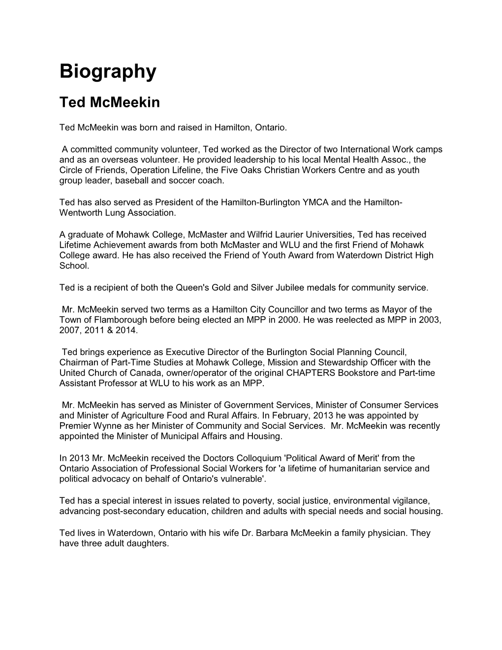 Biography Ted Mcmeekin