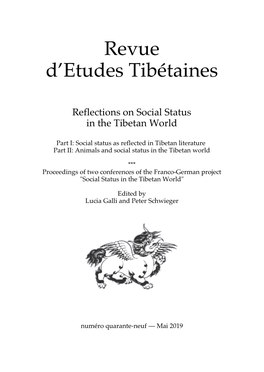 Revue D'etudes Tibétaines Est Publiée Par L'umr 8155 Du CNRS (CRCAO), Paris, Dirigée Par Sylvie Hureau