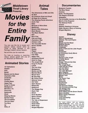 Popular Movies for the Entire Family