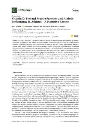 Vitamin D, Skeletal Muscle Function and Athletic Performance in Athletes—A Narrative Review