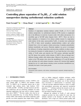 Xc Solid Solution Nanopowders During Carbothermal Reduction Synthesis