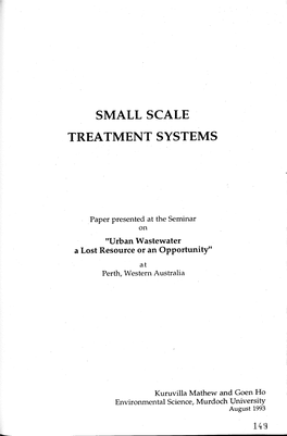 Small Scale Treatment Systems