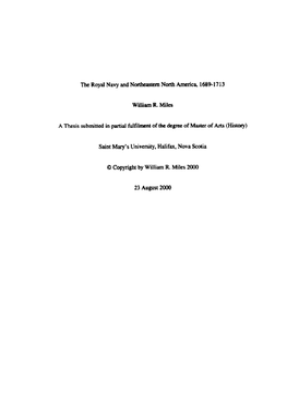 The Royal Navy and Northeastern North America, 1689-1713