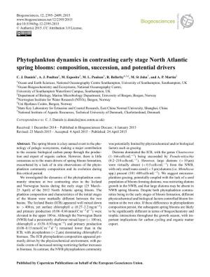 Phytoplankton Dynamics in Contrasting Early Stage North Atlantic Spring Blooms: Composition, Succession, and Potential Drivers